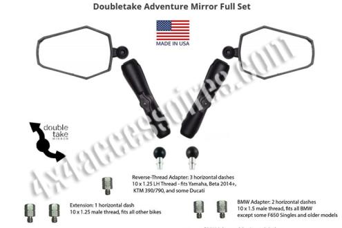 RÉTROVISEURS ADVENTURE + 2 BRAS XL + 2 BOULES 10x1.25 RAM MOUNT + 5 ADAPTATEURS