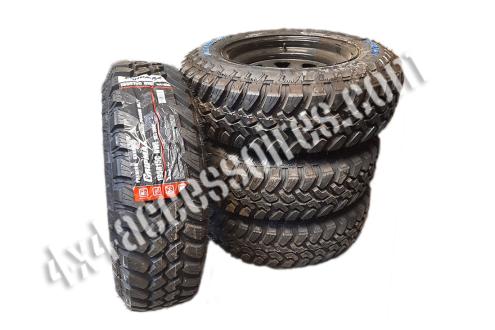 LOT DE 4 ROUES COMPLÈTES JANTES TRIANGULAR + PNEUS GRIPMAX MUD RAGE MT 195/R15