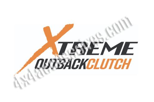 STICKER FOND BLANC / LETTRAGE NOIR - XTREME OUTBACK CLUTCH - 28x13 CM